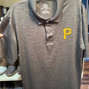 Majestic Gray Polo with Yellow Emblem